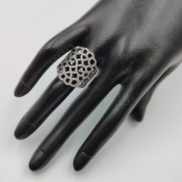 Pandora ALE Sterling Silver 925 CZ Shimmering Lace Ring Sz 6.5 54 Retired - Picture 9 of 16